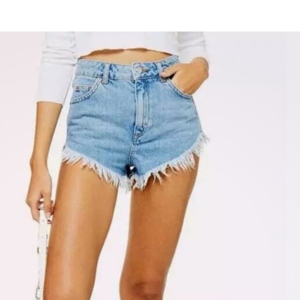 Topshop Kiri High Waist Cutoff Frayed Denim Jean Shorts